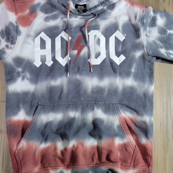 AC/DC Other - AC⚡DC Grey/White/Maroon Tie-Dyed Hoodie Size Small